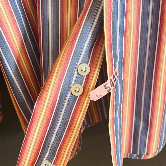 Burberry Men's Multicolor Vertical Stripe Casual Button-Down Shirt Size XL - Picture 9 of 15